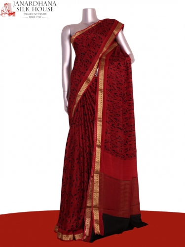 Pure Floral Zari Crepe Silk Saree